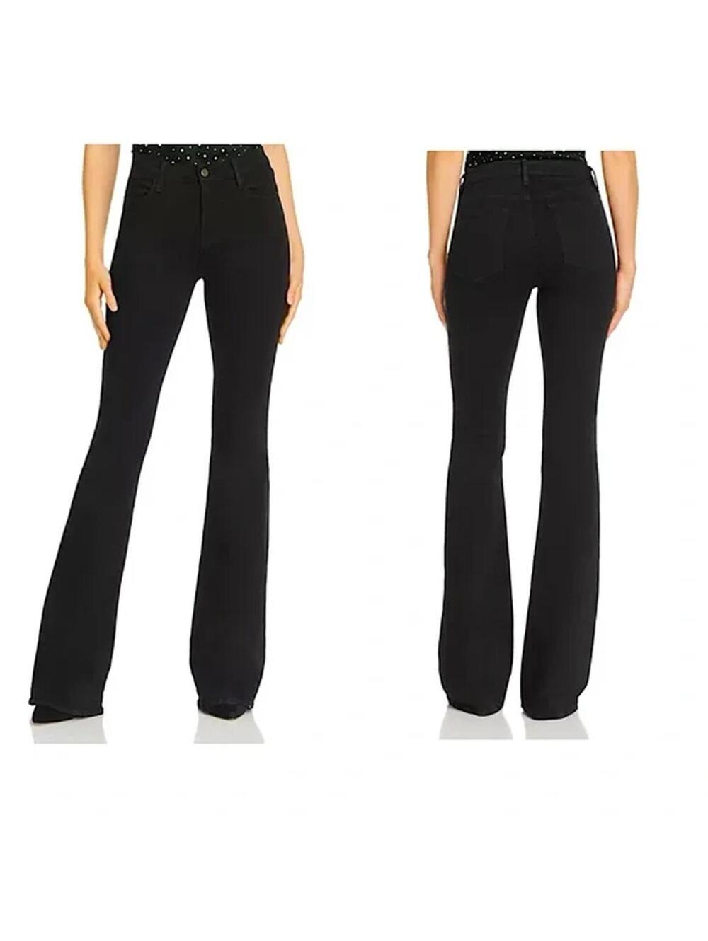 FRAME Le Italien Size 25 Flare Jeans Rigid Black Noir High Rise 90s Minimalist